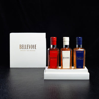 Coffret Bellevoye Blanc tricolore: Triple Malt French Whisky Finition Sauternes, Grain Fin et Grand Cru 3 x 30 cl